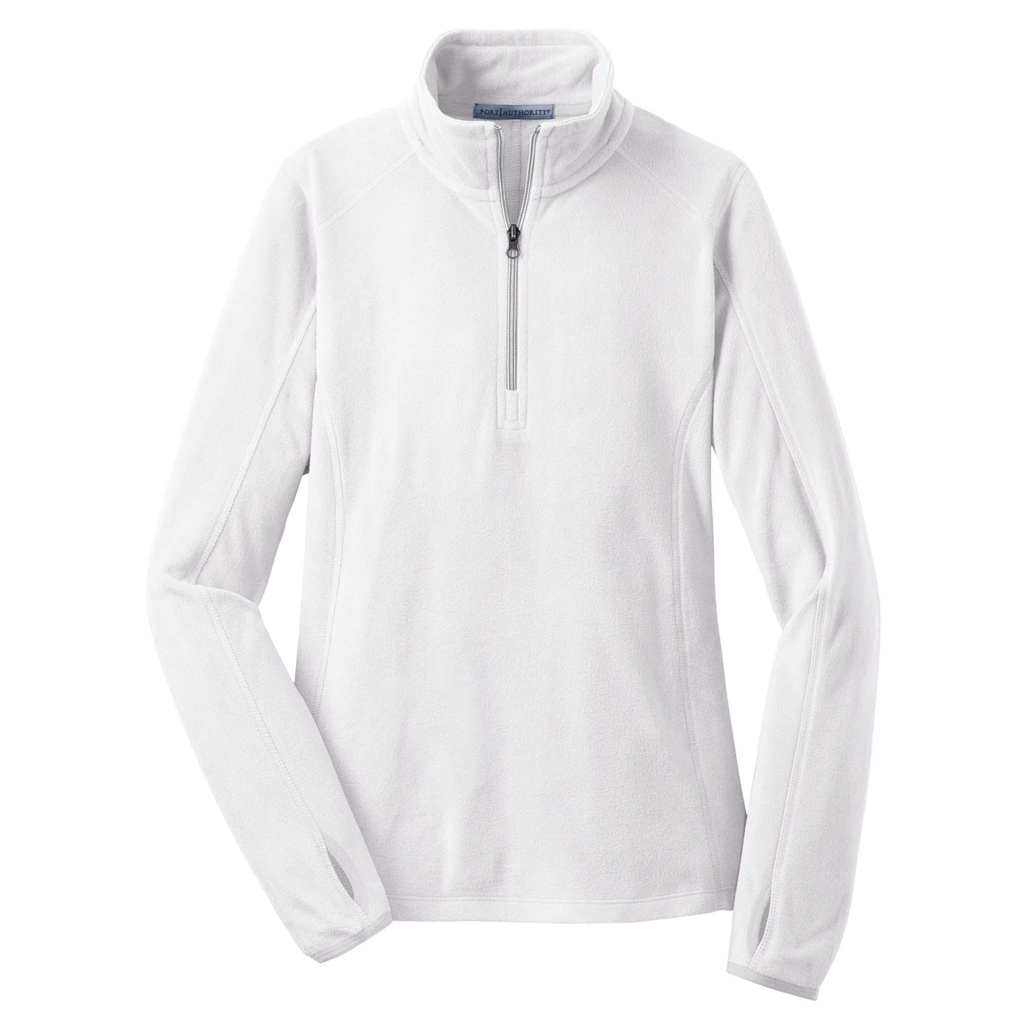 Port Authority L224 Ladies Microfleece 1/2-Zip Pullover - White | FullSource.com