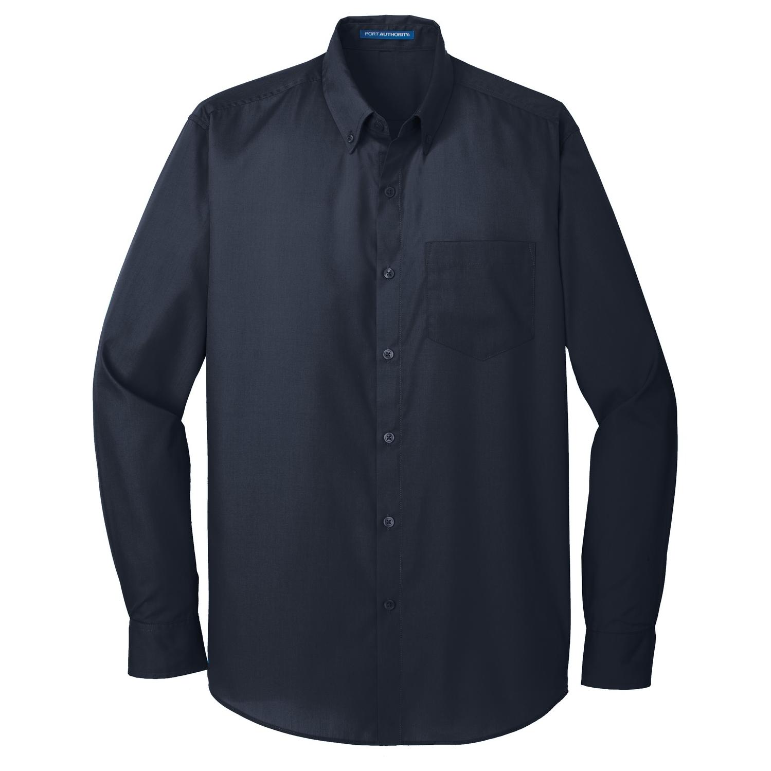 Port Authority LW100 Womens True Royal Blue Carefree Stain Resistant Long  Sleeve Button Down Shirt —