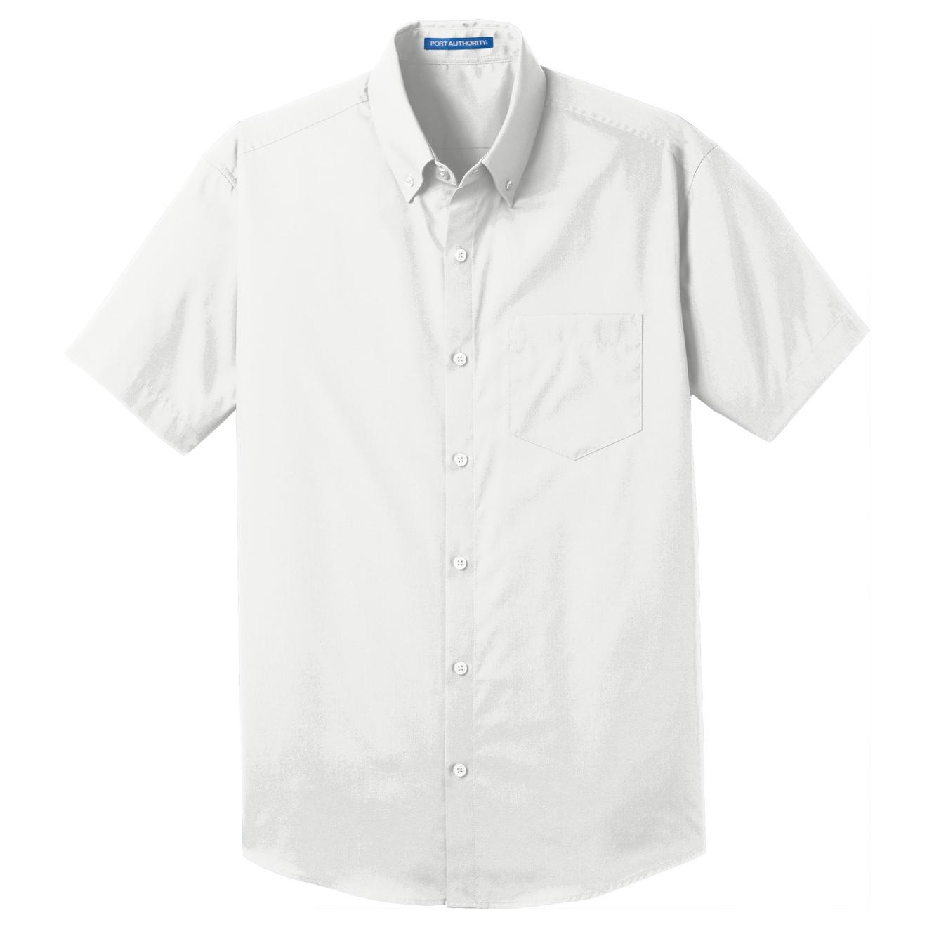 Port Authority W101 Short Sleeve Carefree Poplin Shirt - White | Full ...