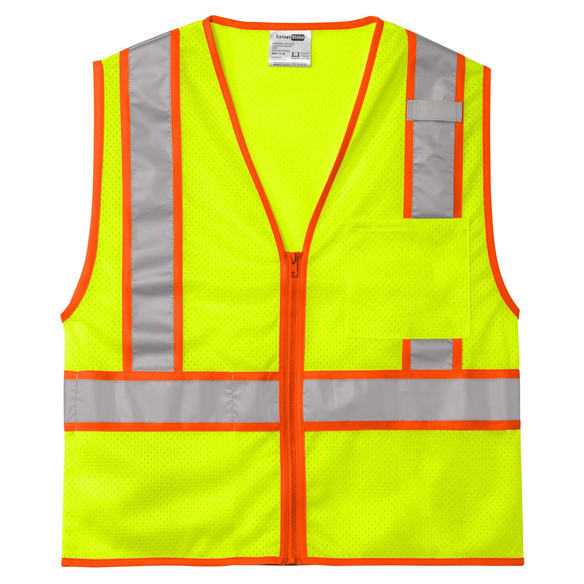 CornerStone CSV103 ANSI 107 Class 2 Mesh Zippered Two-Tone Vest