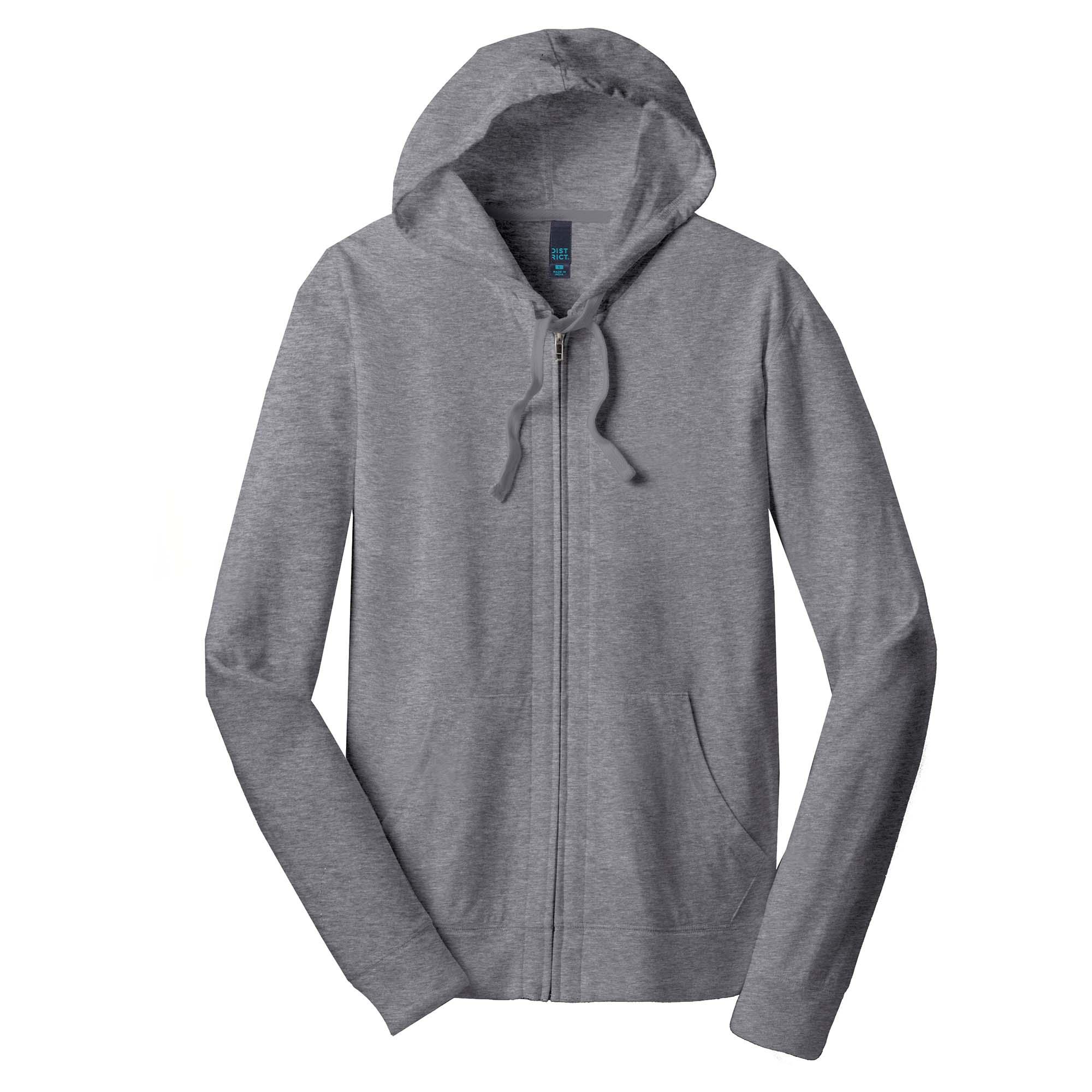 District DT1100 Jersey Full-Zip Hoodie - Dark Heather Grey | Full