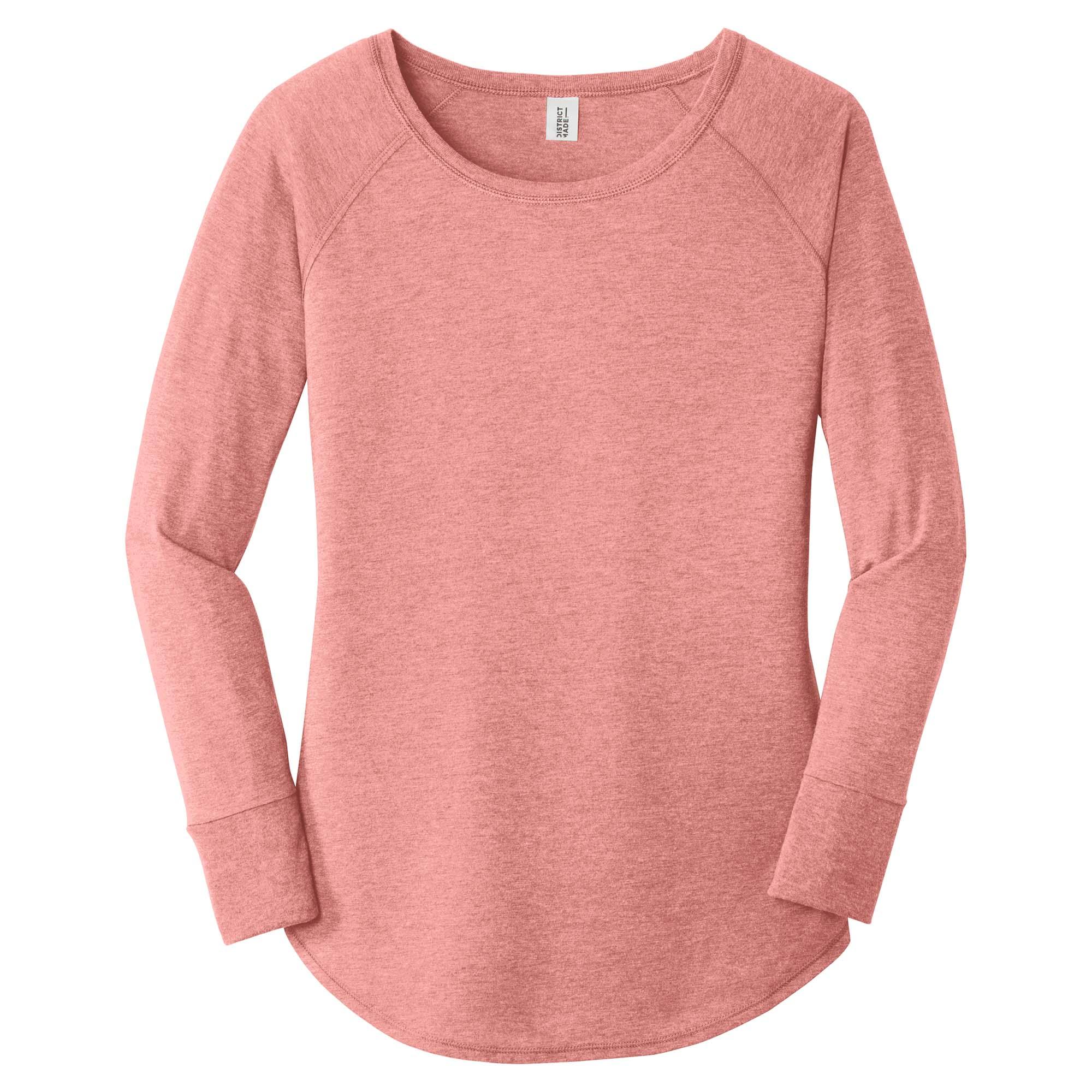 District DT132L Women’s Perfect Tri Long Sleeve Tunic Tee - Blush Frost