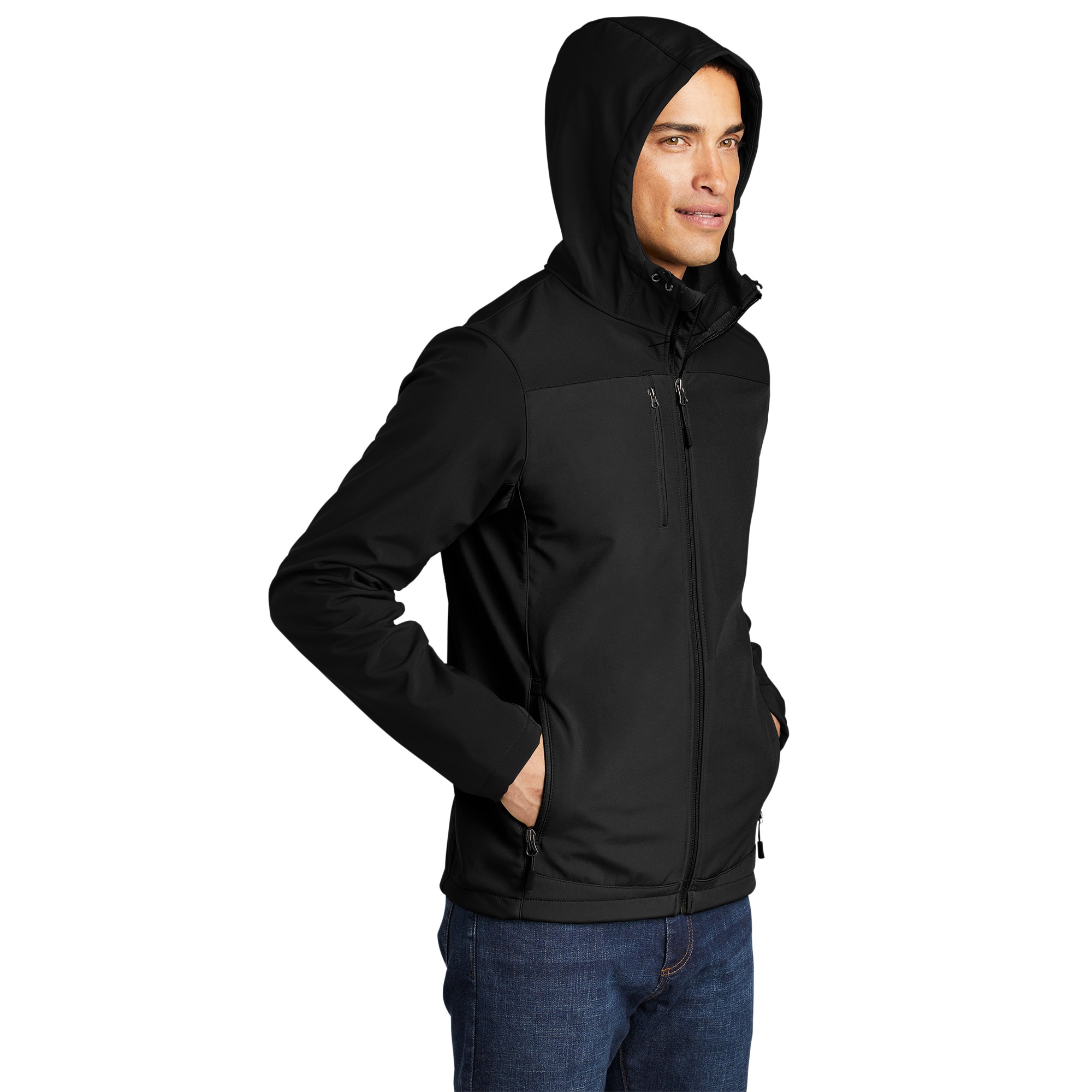 Port Authority J335 Hooded Core Soft Shell Jacket - Black | Full Source