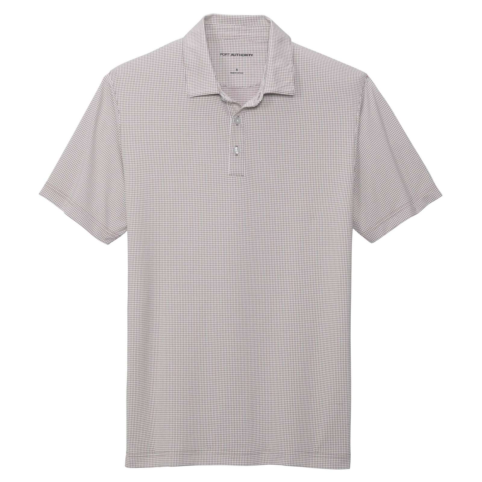 Port Authority K646 Gingham Polo - Gusty Grey/White | Full Source