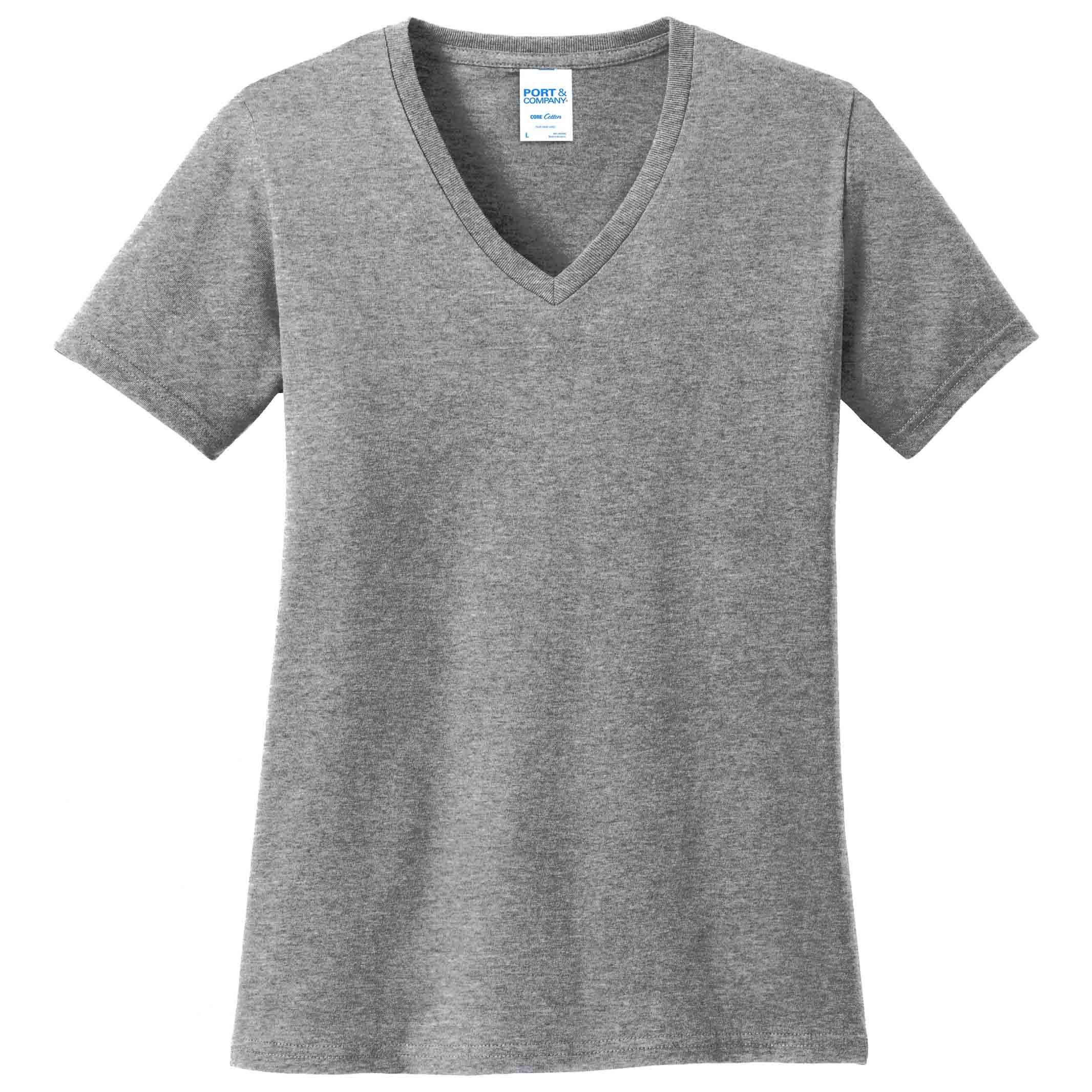 Port & Company LPC54V Ladies Core Cotton V-Neck Tee - Athletic 