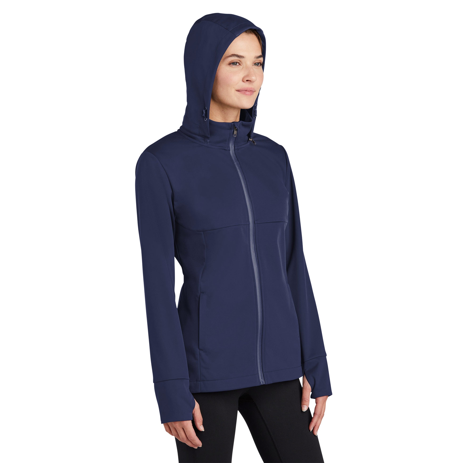 Sport-Tek LST980 Ladies Hooded Soft Shell Jacket - True Navy | Full Source