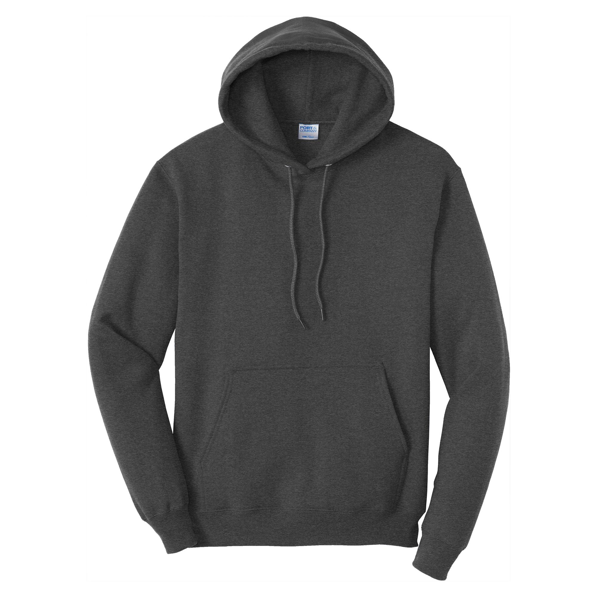 Port Company PC78H Core Fleece Pullover Hooded Sweatshirt Dark   SM PC78H Dark Heather Grey E3 