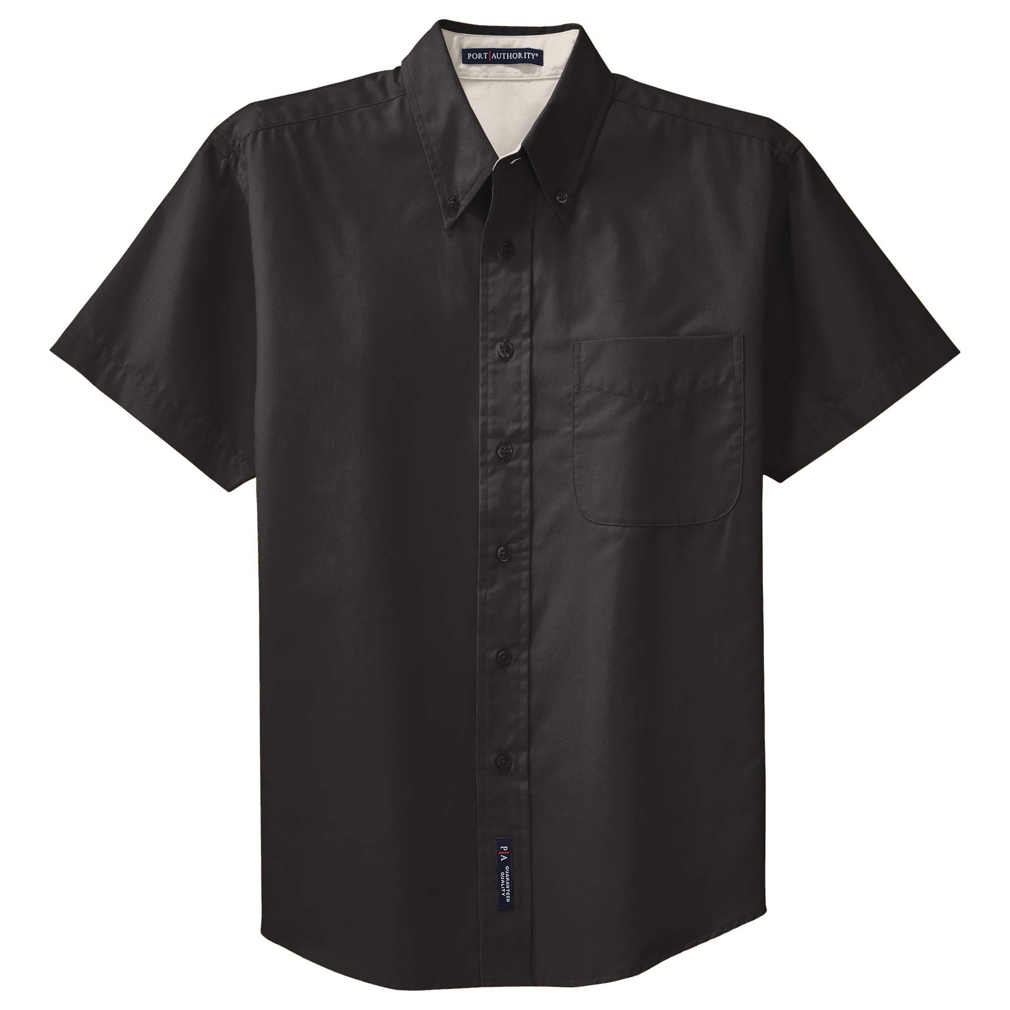 Port Authority S508 Short Sleeve Easy Care Shirt - Black/Light Stone ...