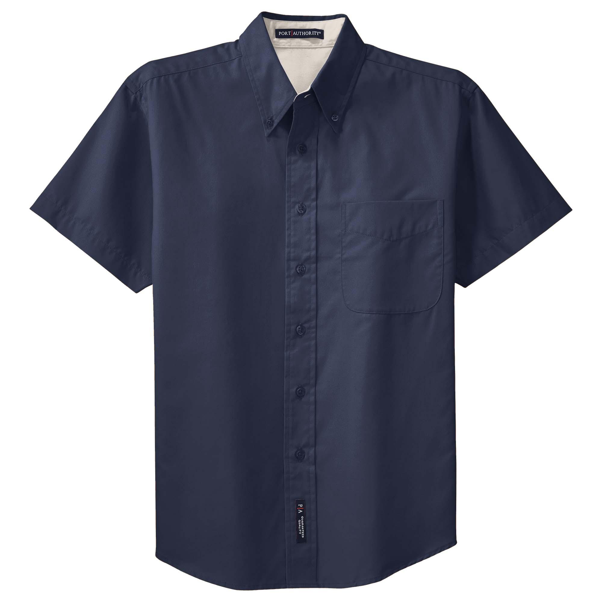 Port Authority S508 Short Sleeve Easy Care Shirt - Navy/Light Stone ...