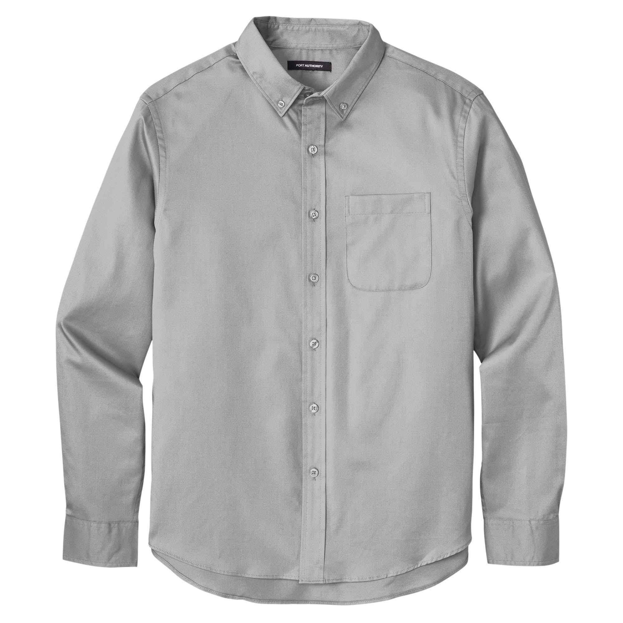 Port Authority W808 Long Sleeve SuperPro React Twill Shirt - Gusty Grey ...