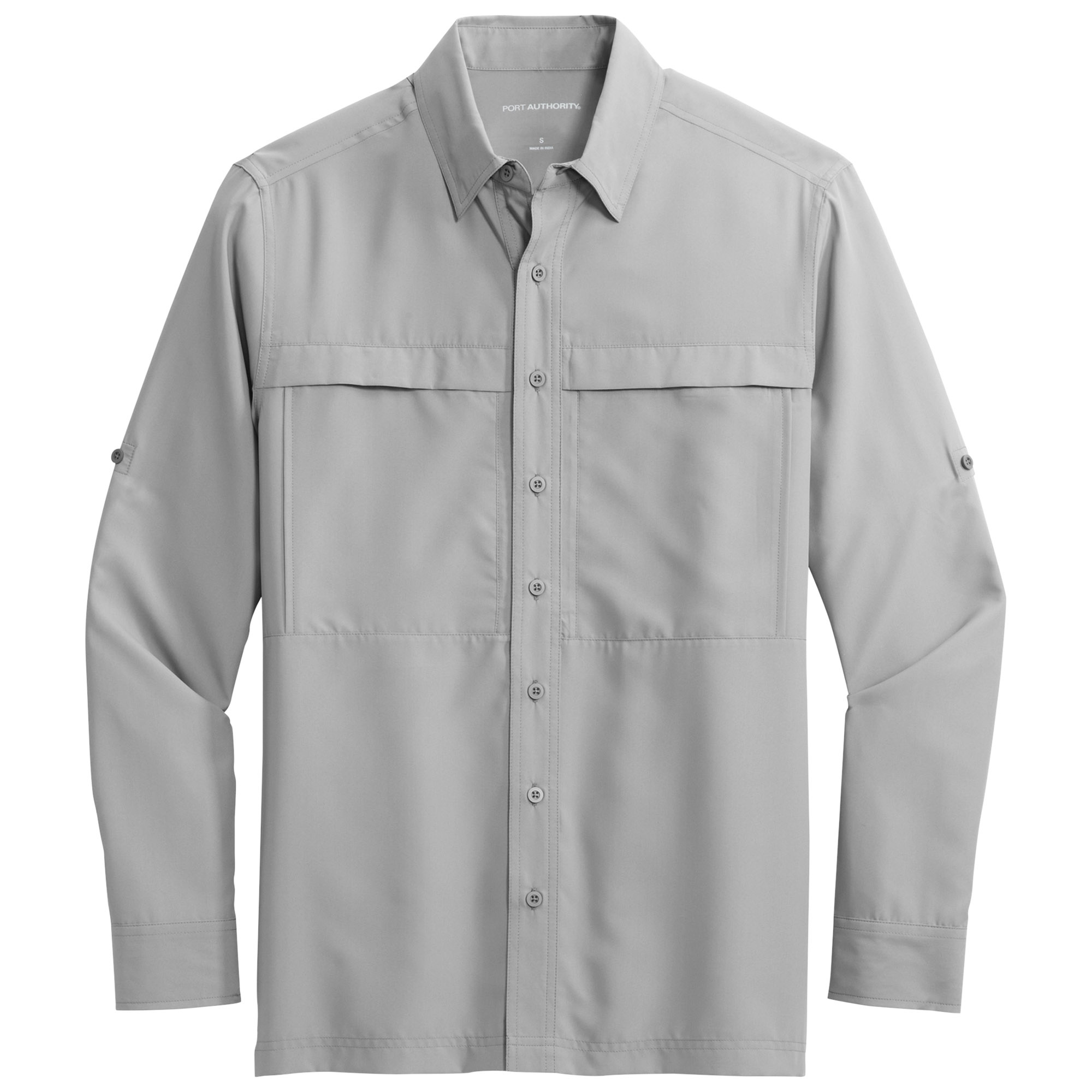 Port Authority W960 Long Sleeve UV Daybreak Shirt - Gusty Grey | Full ...