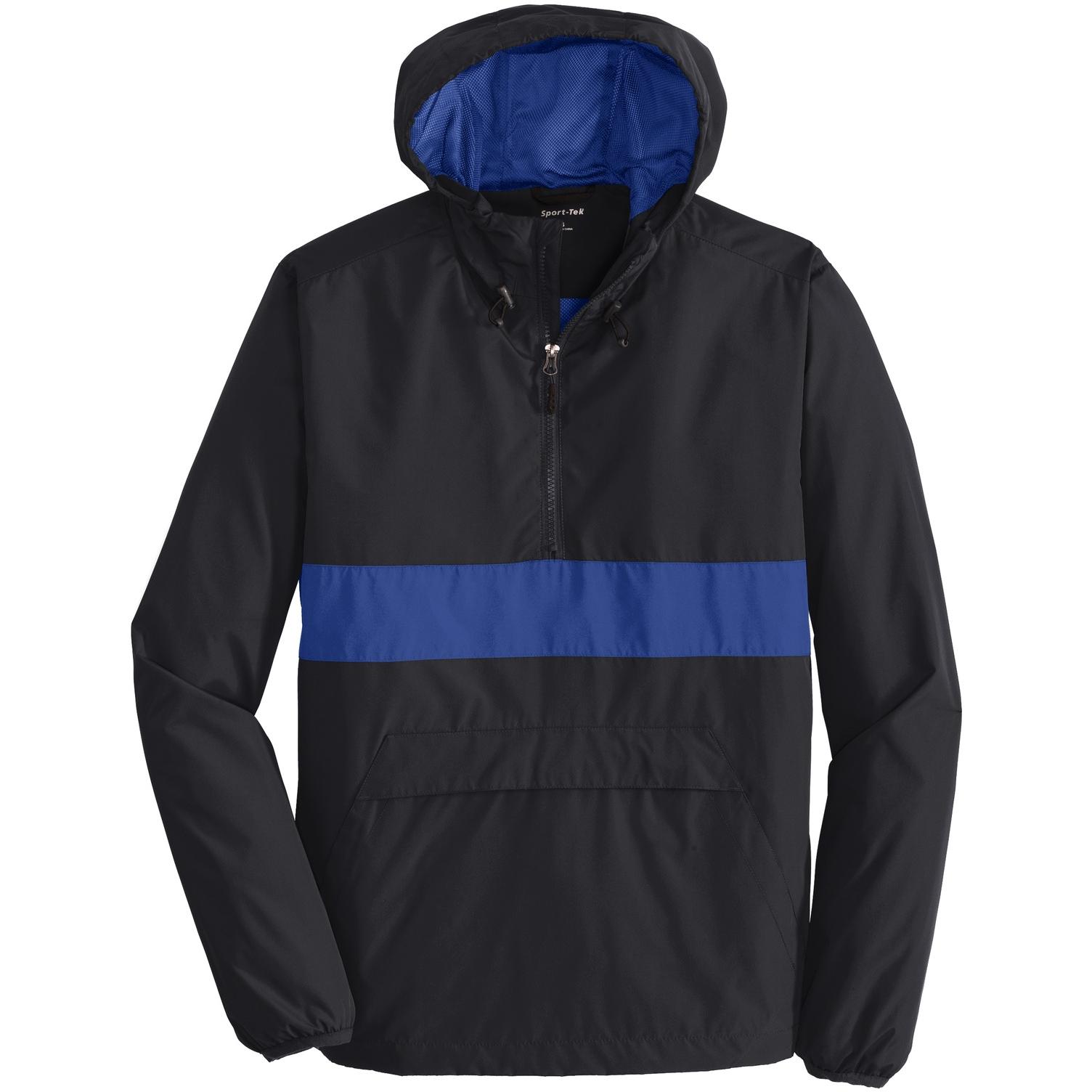 SportTek JST65 Zipped Pocket Anorak Black/True Royal
