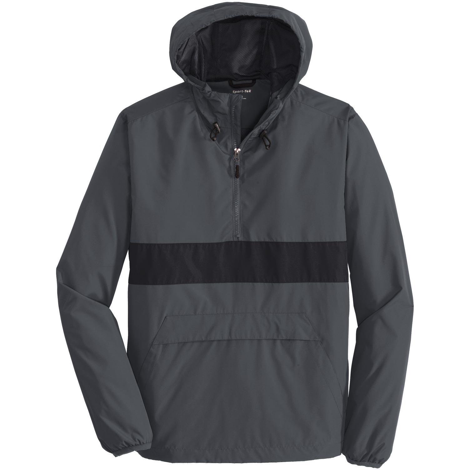 SportTek JST65 Zipped Pocket Anorak Graphite Grey/Black Full Source