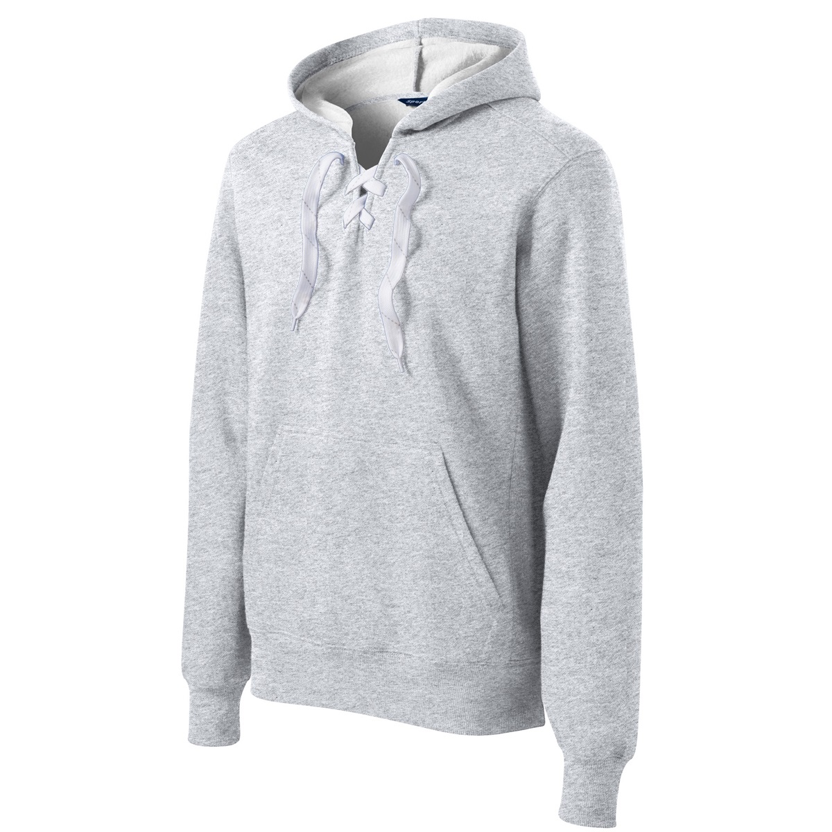 SportTek ST271 Lace Up Pullover Hooded Sweatshirt Athletic Heather