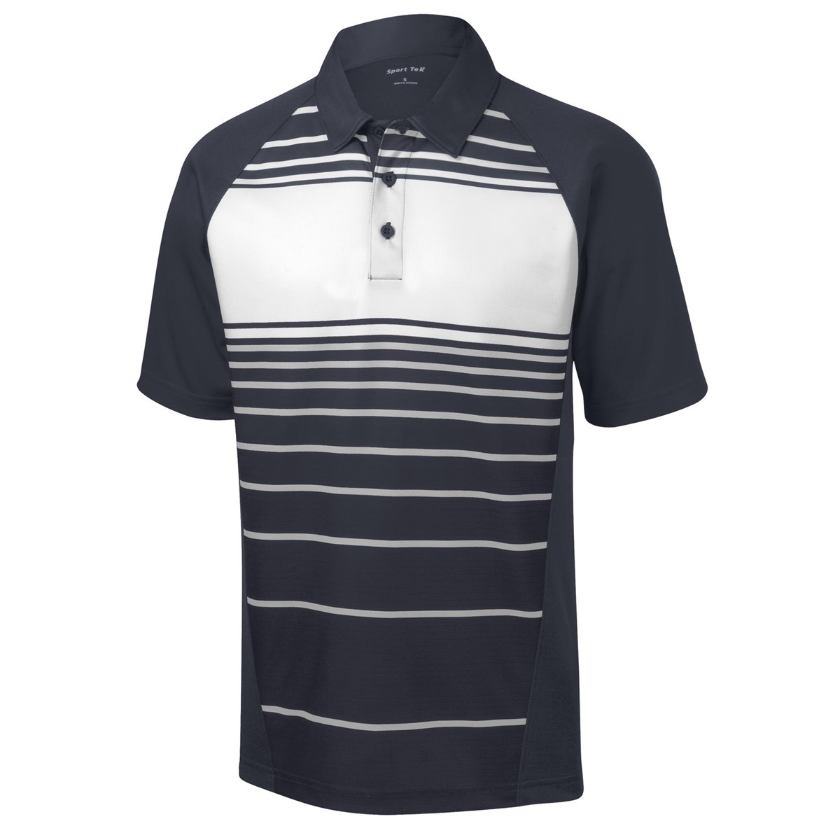 Sport-Tek ST600 Dry Zone Sublimated Stripe Polo - Black | Full Source