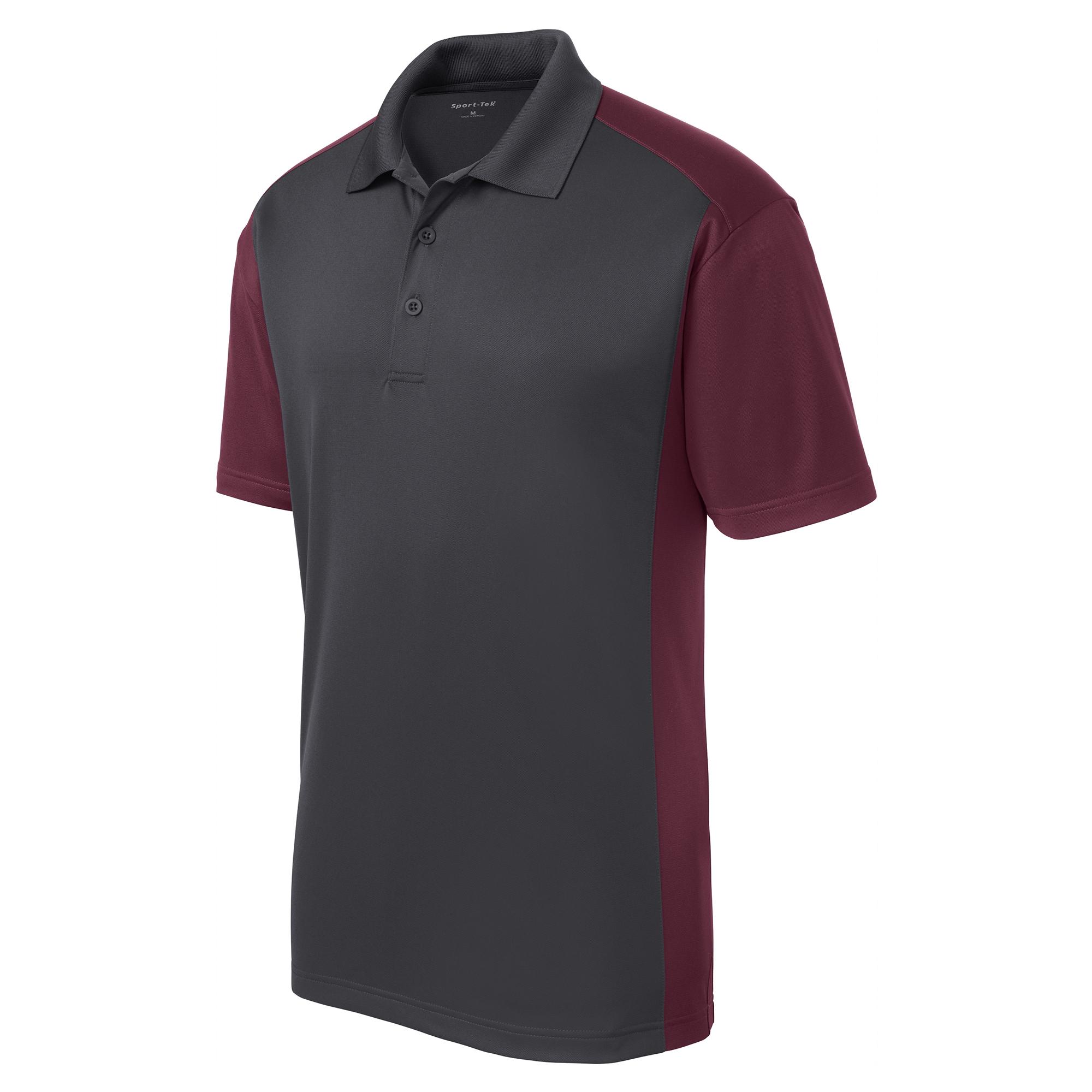 Sport-Tek Mens Colorblock Micropique Sport-Wick Polo Grey/Red + Free  Shipping