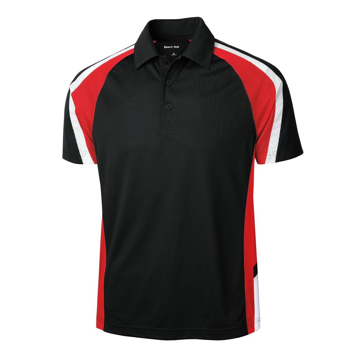 Sport Tek St654 Tricolor Micropique Sport Wick Polo Black True