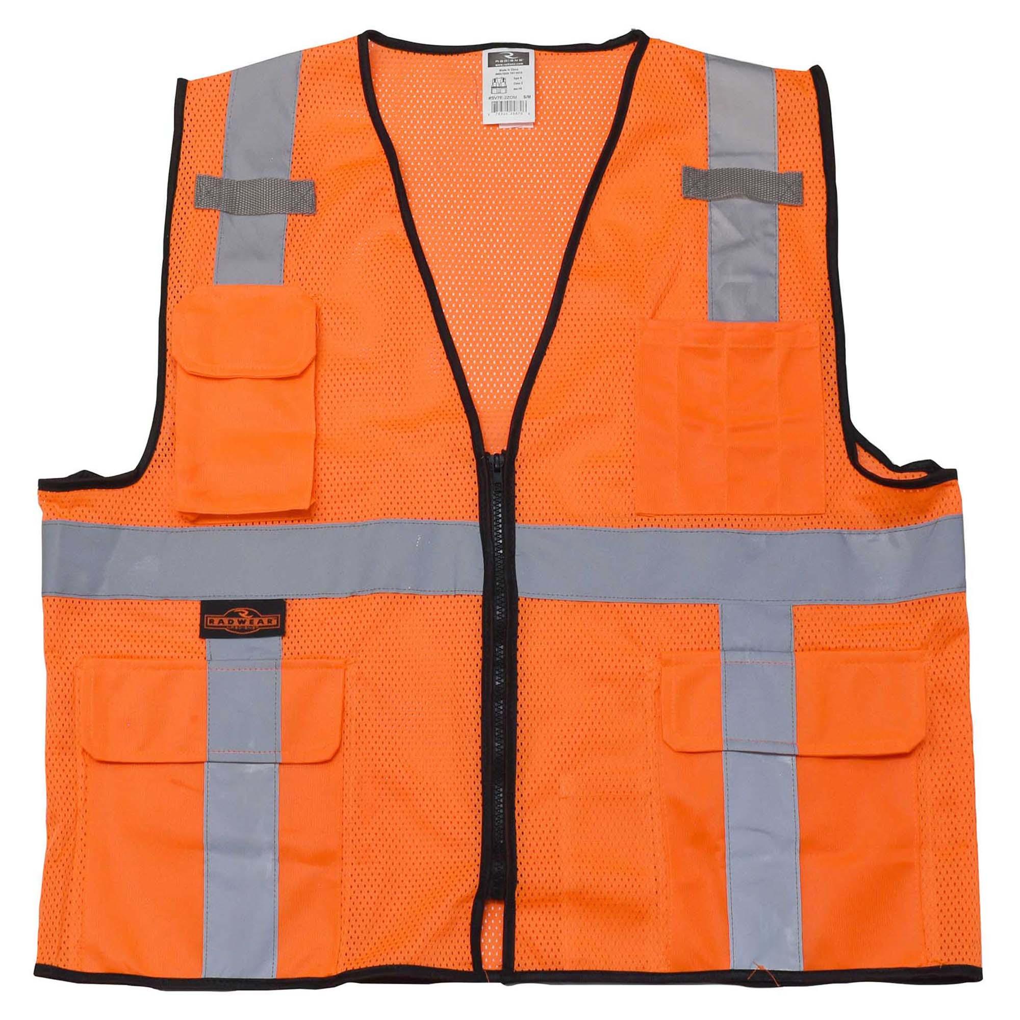 Hi-Viz Orange 4X-Large/5X-Large Inc. Radians SV7E-2ZOM-4X/5X Class 2 Surveyor Safety Vest 