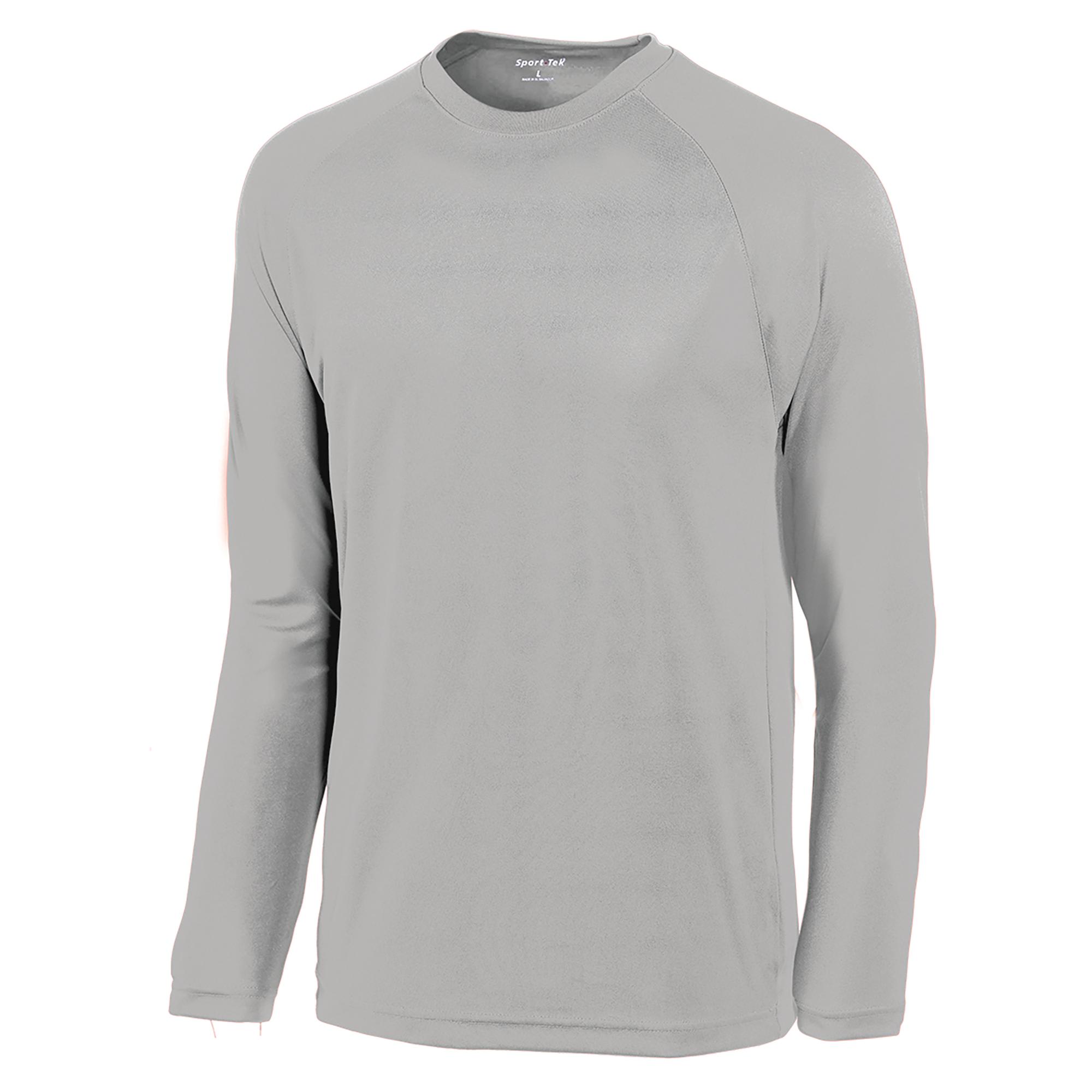 SportTek T473LS Dry Zone Long Sleeve Raglan TShirt Silver Full Source