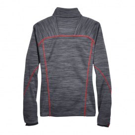 North End 78697 Ladies Flux Melange Bonded Fleece Jacket - Carbon/Olympic Red