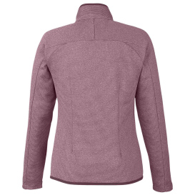 Core 365 CE72W Ladies Venture Heathered Stripe Full-Zip - Burgundy/White