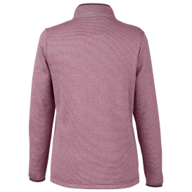 Core 365 CE73W Ladies Venture Heathered Stripe Quarter-Zip - Burgundy/White