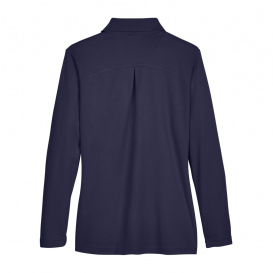 Devon & Jones DG20LW CrownLux Performance Ladies Plaited Long Sleeve Polo - Navy