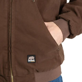 Berne HJ375 Highland Washed Cotton Duck Hooded Jacket - Bark