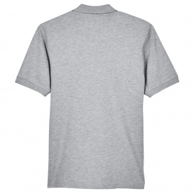 Harriton M265P Men\'s 5.6oz. Easy Blend Polo with Pocket - Grey Heather