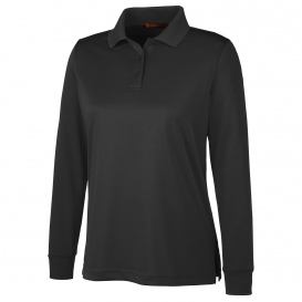 Harriton M348LW Ladies Advantage Snag Protection Plus IL Long Sleeve Polo - Black