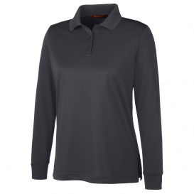 Harriton M348LW Ladies Advantage Snag Protection Plus IL Long Sleeve Polo - Dark Charcoal