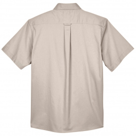 Harriton M500S Men's Easy Blend Short-Sleeve Twill Shirt with Stain Release - Stone