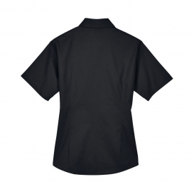 Harriton M500SW Ladies Easy Blend Short Sleeve Twill Shirt with Stain Release - Black