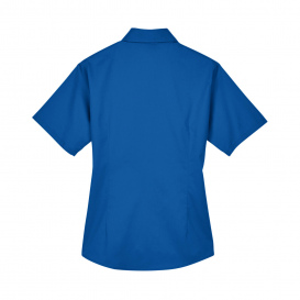 Harriton M500SW Ladies Easy Blend Short Sleeve Twill Shirt with Stain Release - French Blue