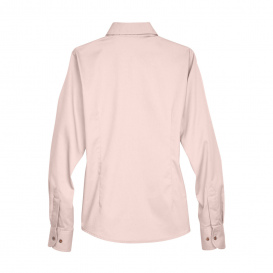 Harriton M500W Ladies Easy Blend Long Sleeve Twill Shirt with Stain Release - Blush