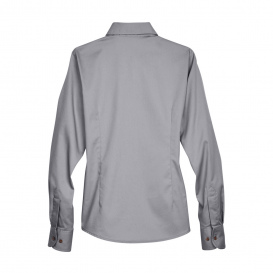 Harriton M500W Ladies Easy Blend Long Sleeve Twill Shirt with Stain Release - Dark Grey