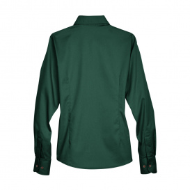 Harriton M500W Ladies Easy Blend Long Sleeve Twill Shirt with Stain Release - Hunter