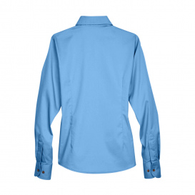 Harriton M500W Ladies Easy Blend Long Sleeve Twill Shirt with Stain Release - Light College Blue