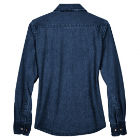 Harriton M550W Ladies 6.5 oz. Long Sleeve Denim Shirt - Dark Denim