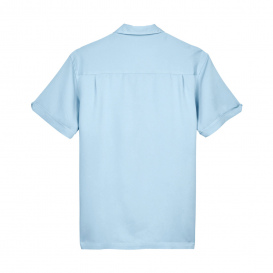 Harriton M575 Men\'s Two-Tone Bahama Cord Camp Shirt - Cloud Blue/Creme