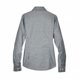 Harriton M600W Ladies Long Sleeve Oxford with Stain Release - Oxford Grey