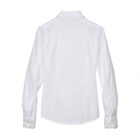 Harriton M600W Ladies Long Sleeve Oxford with Stain Release - White