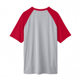 Team 365 TT62 Unisex Zone Colorblock Raglan T-Shirt - Athletic Heather/Sport Red