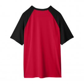 Team 365 TT62 Unisex Zone Colorblock Raglan T-Shirt - Sport Red/Black Heather