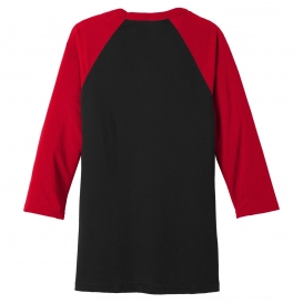 Bella + Canvas BC3200 Unisex 3/4-Sleeve Baseball Tee - Black/Red