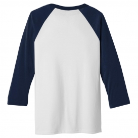 Bella + Canvas BC3200 Unisex 3/4-Sleeve Baseball Tee - White/Navy
