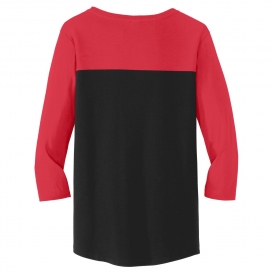 District DT2700 Women\'s Rally 3/4-Sleeve Tee - New Red/Black