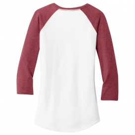 District DT6211 Juniors Very Important Tee 3/4-Sleeve Raglan - Heathered Red/White
