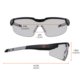 Ergodyne Dellenger 50064 Safety Glasses - Black Frame - Indoor/Outdoor Lens