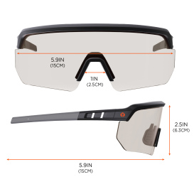 Ergodyne Aegir 55003 Safety Glasses - Black Frame - Indoor/Outdoor Lens